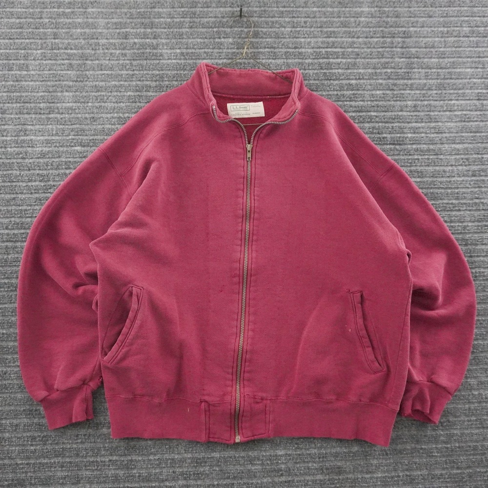 Vintage 90s LL Bean Full Zip Sweatshirt Mens XL Maroon Russell Athletic USA
